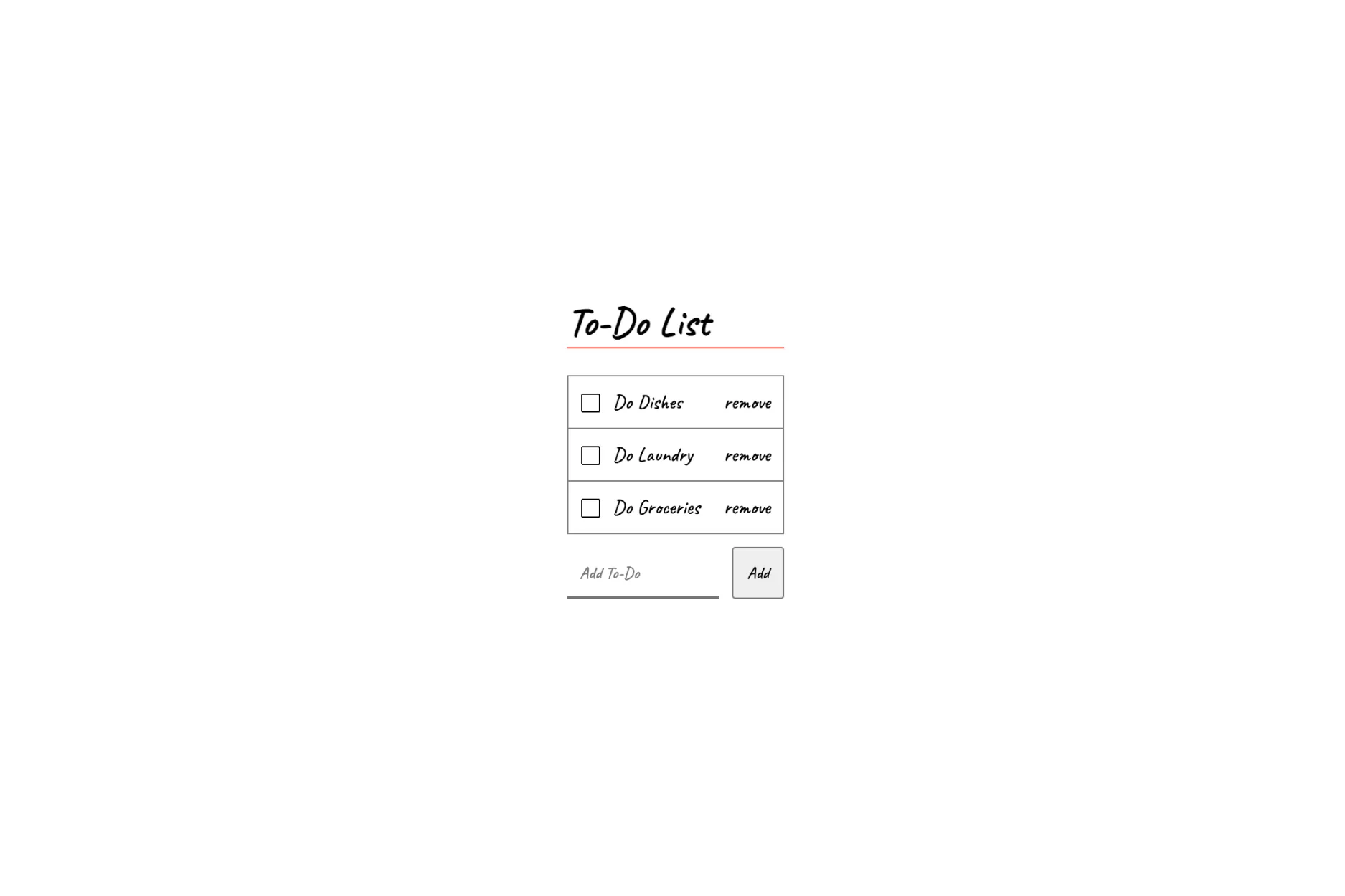 A digital to-do list that allows users to add and remove items