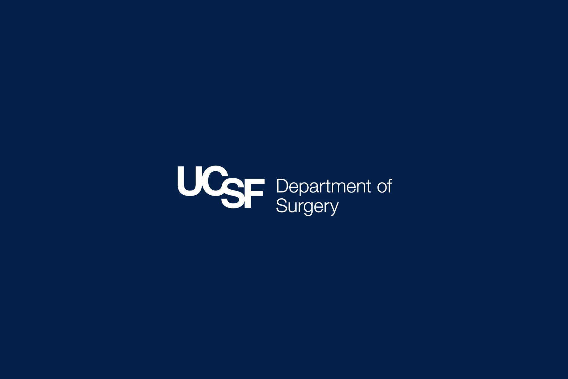 The University California, San Fransisco, Department of Surgery logo with a navy blue background.